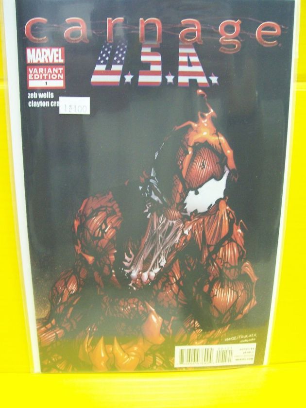 Carnage USA 1 Variant (1 per 100) Clayton Crain Spider Man Wells Venom 