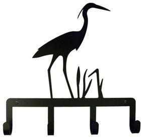 Black Wrought Iron Key Holder Necklace Rack HERON Hook  