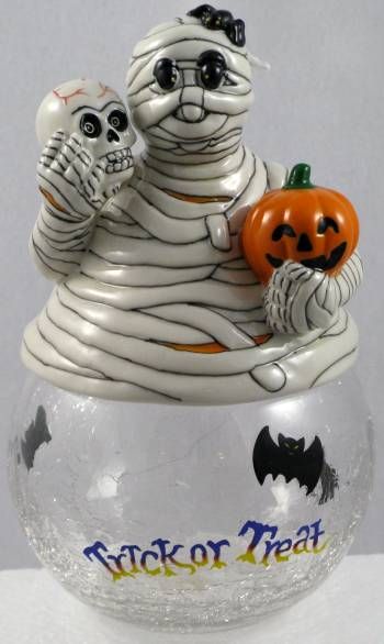 HALLOWEEN ADORABLE KURT ADLER MUMMY CANDY DISH, NIB  