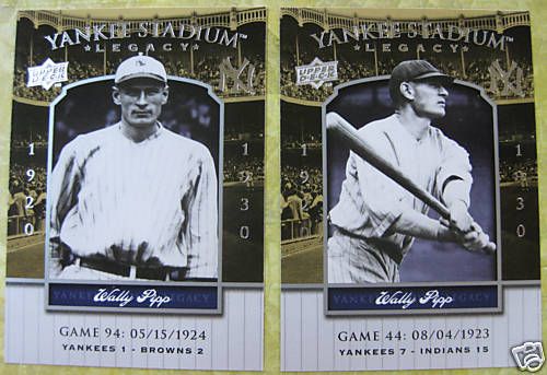 2008 YANKEE STADIUM LEGACY WALLY PIPP 2 CARD LOT  