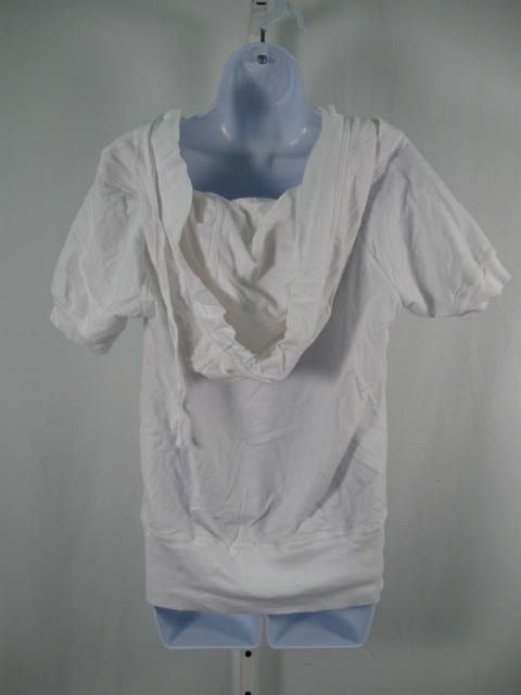 ZOOEY White Long Short Sleeve Hooded Sweatshirt Top XS  