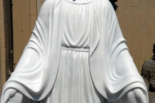 Hand Carved Marble Virgin Mary Statue  