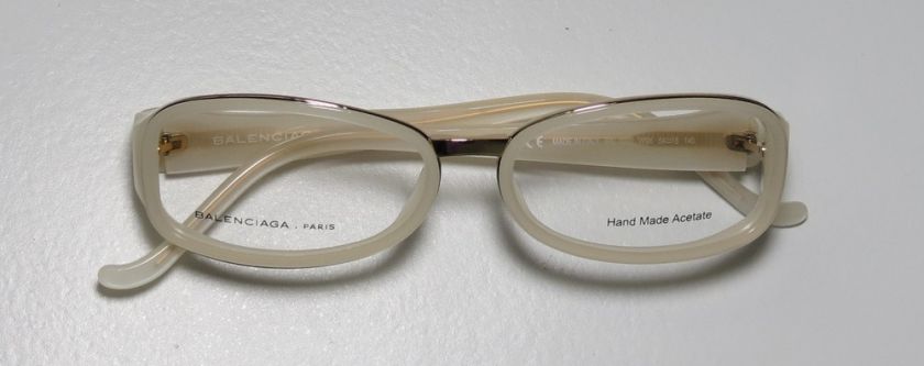 NEW BALENCIAGA 0022 54 16 140 WHITE OPAL/GOLD GORGEOUS EYEGLASSES 