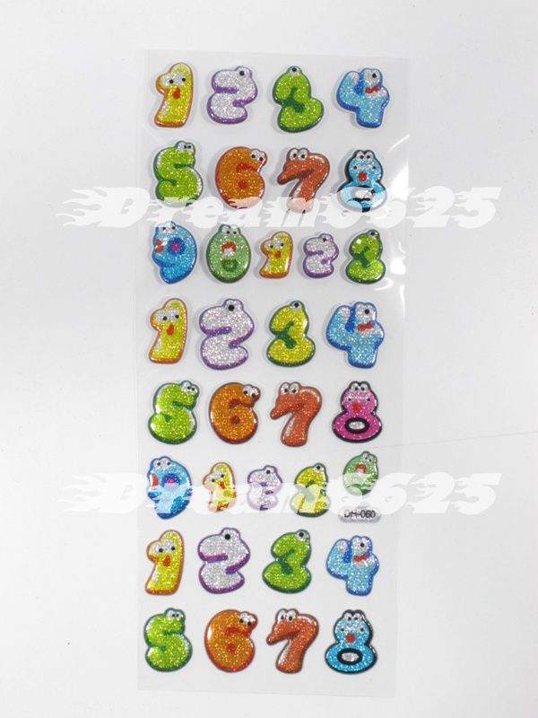 Cartoon stickers number 0 9 0123456789 decoration #028  