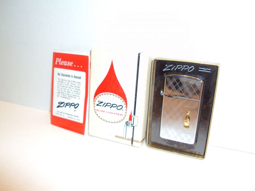 VINTAGE 1968 ZIPPO COCA COLA SLIM LIGHTER INCLUDES PAPERWORK,IS NICE 