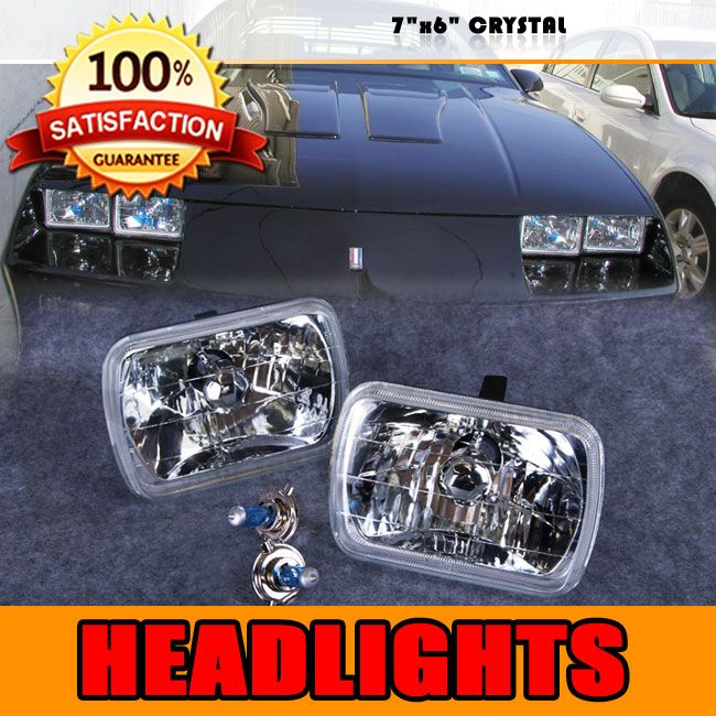 H6054 7X6 H4 SEALED BEAM CHROME HEADLIGHTS + 6000K HID  