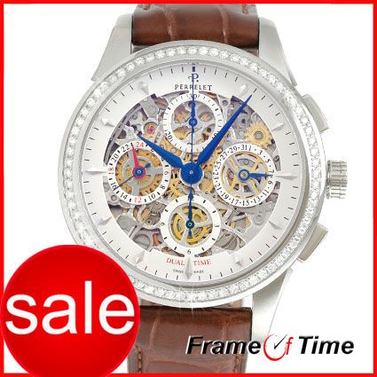 Mens Perrelet Skeleton Diamond GMT Chronograph A1010 10  