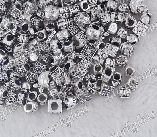 100pcs Tibetan European Silver Beads fit Charm bracelet  