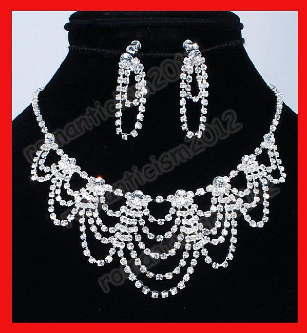 FREE Wedding/Bridal crystal choker necklace EARRING set  