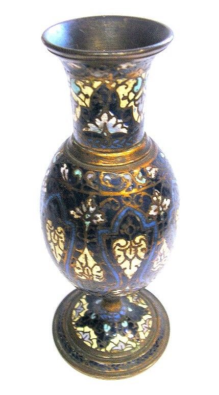 CLOISONNE ENAMEL VASE OLD IN THREE SECTIONS  