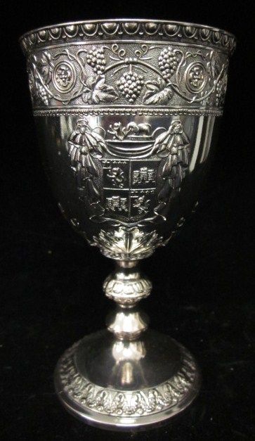 CO Silver 12 Piece Ornate Crest Goblet Set  