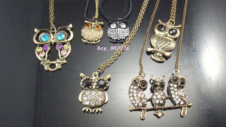 Wholesale 12Sets New Mixed Fashion Owl Styles Necklaces  