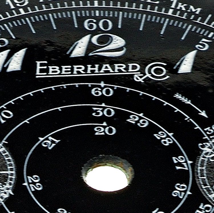 EBERHARD EXTRA FORT CHRONOGRAPH BLACK ENAMEL DIAL RARE  