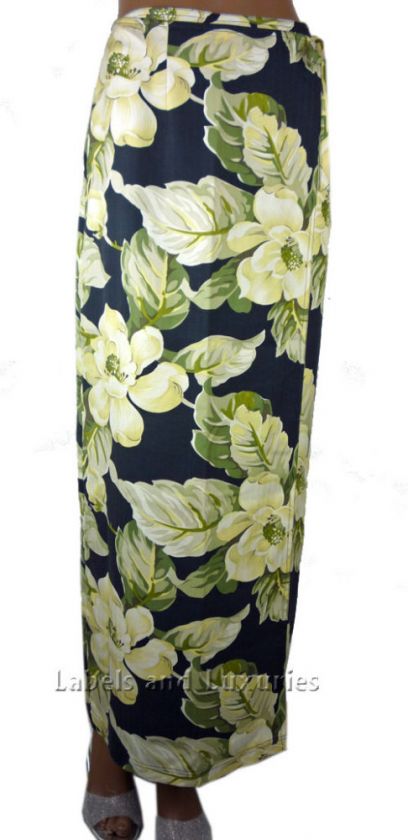 TOMMY BAHAMA Magnolia Wrap Skirt 100% Silk Classic Magnolia Long 
