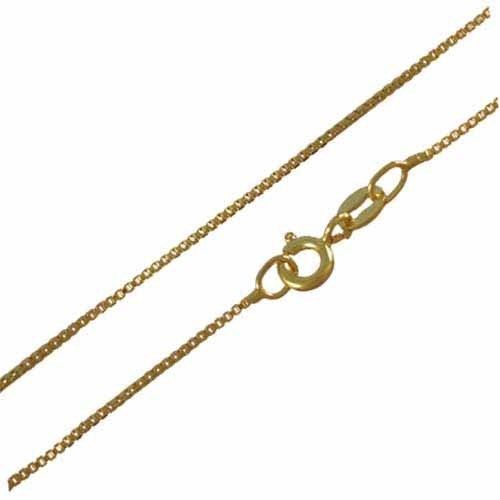 18K Gold Over Silver Box Chain Necklace, 141618202430  