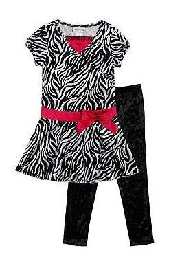 NEW GIRLS Youngland Mock Layer Zebra Dress Leggings OUTFIT SET 4 5 6 