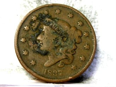 1837 BRAIDED HAIR LARGE CENT N/R ID#P877  