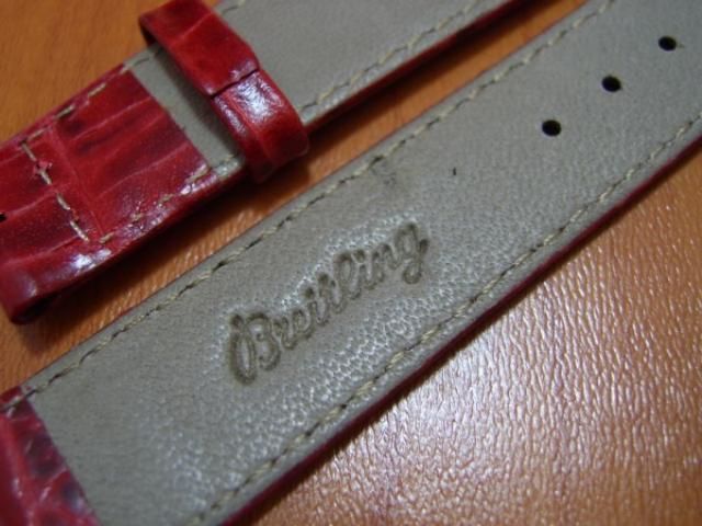 VINTAGE NOS 18X16 MM BREITLING BURGUNDY CROCODILE LEATHER BAND STRAP 