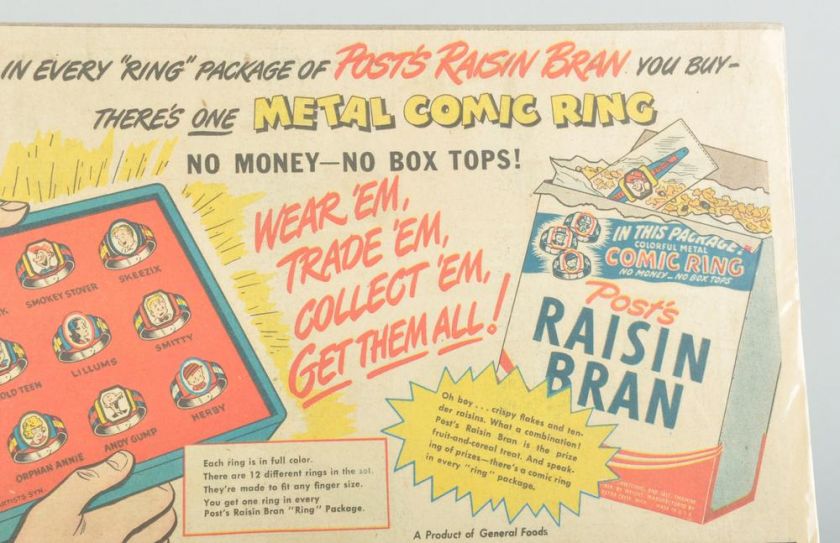 Vintage 1948 POST RAISIN BRAN Post Tens Comic Ring Ad  