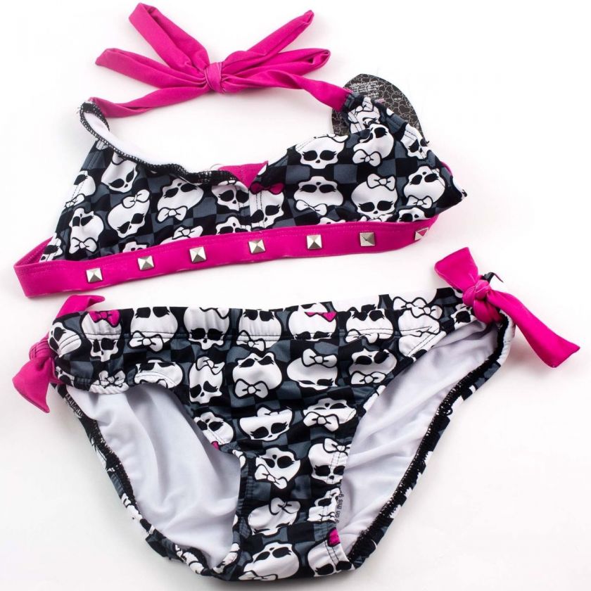 MONSTER HIGH Girls Skull Bikini SWIMSUIT Sz M 7/8 L 10/12 XL 14/16 