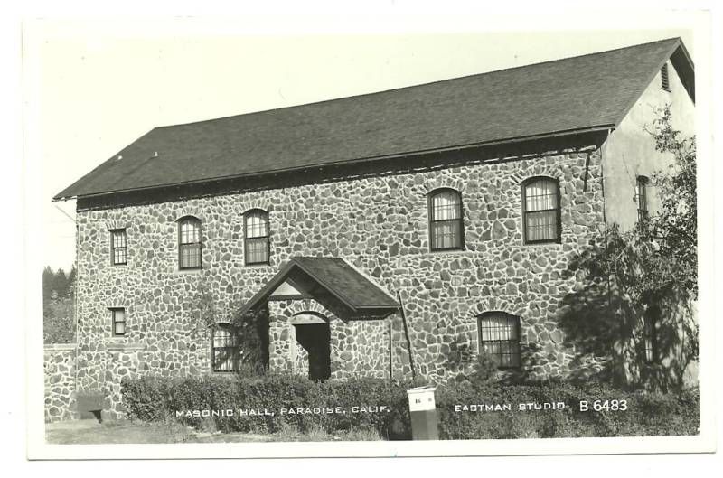 Paradise CA Masonic Hall Eastman Studio RPPC 1950 era  