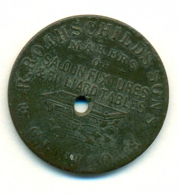   Rothschilds Sons Cin O Makers Of Saloon Fixtures Billiard Trade Token