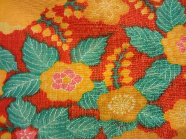 22166# Japanese KIMONO WOOL / HITOE KIMONO / WOVEN FLOWER  