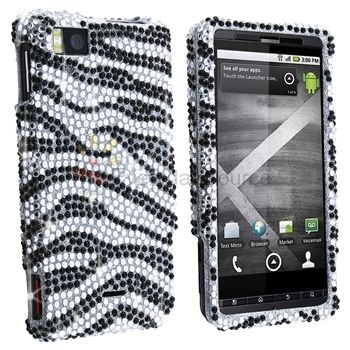 For Motorola Droid X Privacy Guard+Zebra Diamond Case  