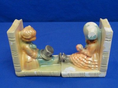 Vintage Boy and Girl Book Ends X75  