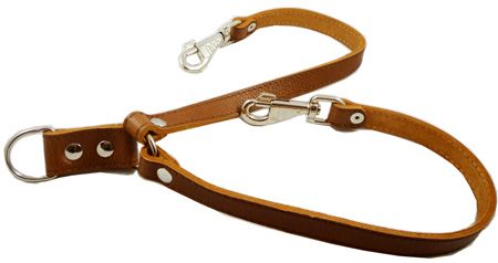 16”x7/8 Genuine Leather 2 Way Dog Coupler Walk Leash  