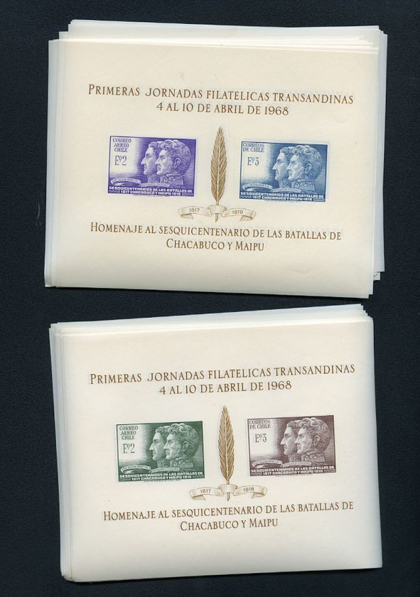 CHILE STAMPS SC #C280 & 280a VAR x37 NH CV $888.00  