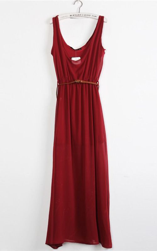 NECK MAXI DRESS WITH TRANSPARENCY BELT INCLUDE 2617  