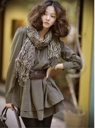 CREW NECK TRENCH COAT PULLOVER WITH BELT(SCARF NOT INCLUDED) ARMY 