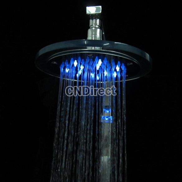 New Shower Head Bathroom Bath LED Light Round Glass Rain Glow Three 