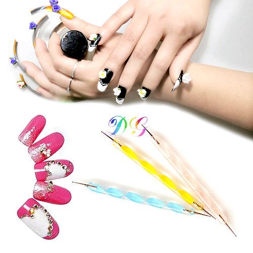 5ps 2way Nail Art Tool Dotting Painting Marbleizing Pen  