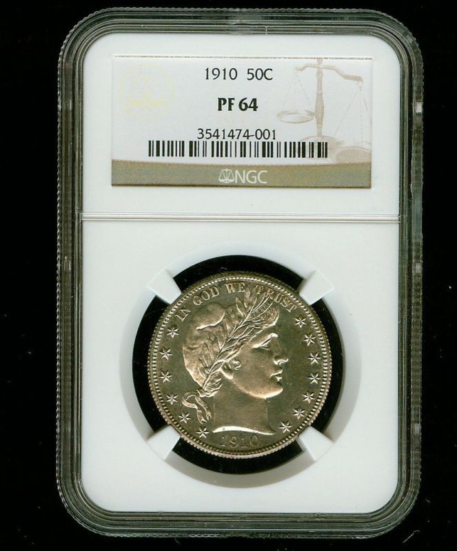 1910 50C NGC Proof 64 Barber Half  