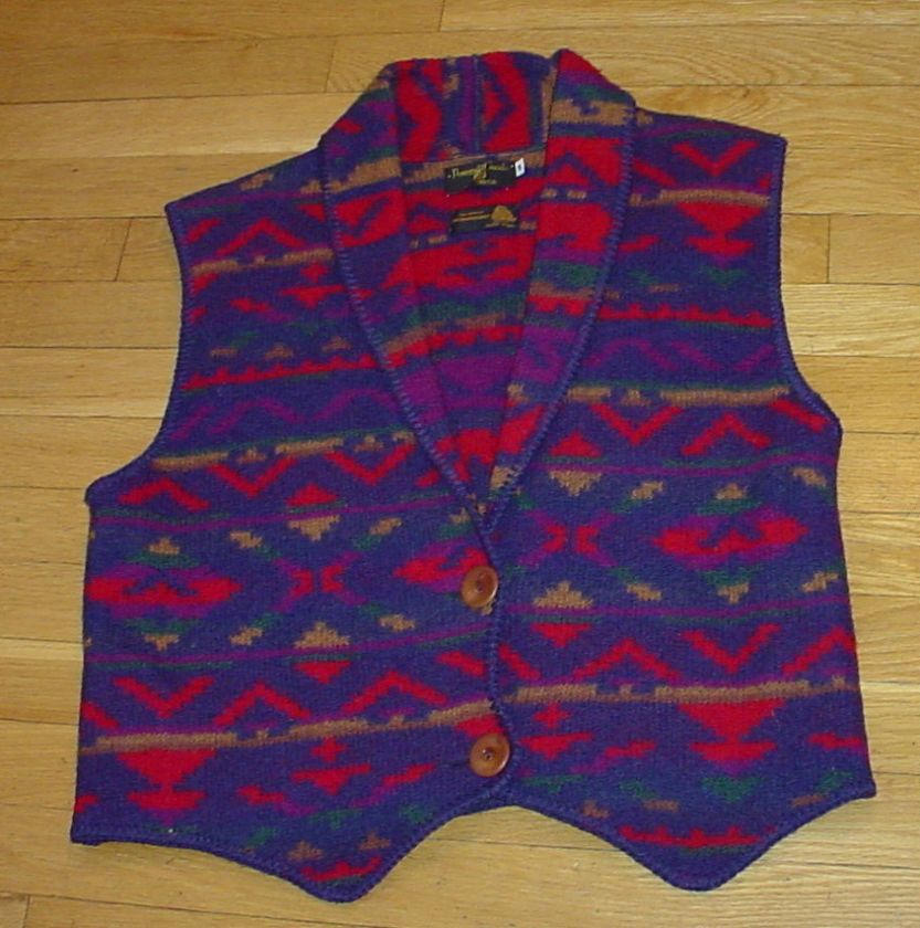 VTG POWERS GOODE WOOL INDIAN BLANKET VEST JACKET M USA  