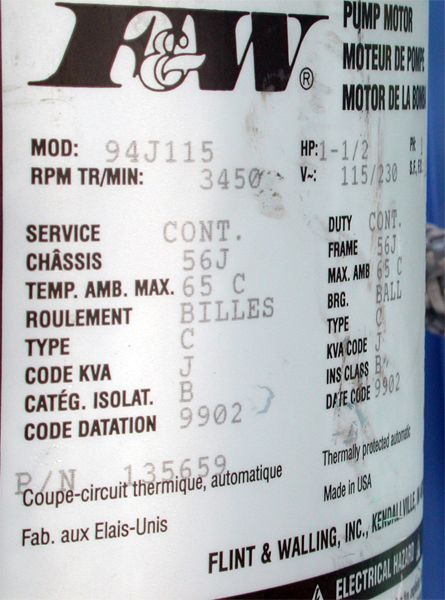 Reverse Osmosis System Motor 94J115 Membrane TFC HR 4040 Burkert 0281 