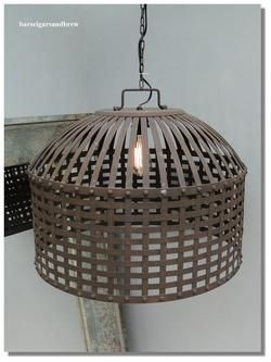 Industrial ROUND IRON BASKET WEAVE CHANDELIER light fixture factory 