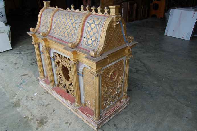 250 year old carved wood Reliquary, relic house +  