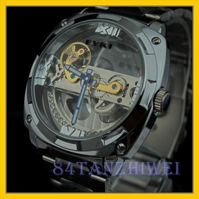 EYKI Fashion Stainless Steel Hollow Auto Mechanical Tourbillon Wrist 