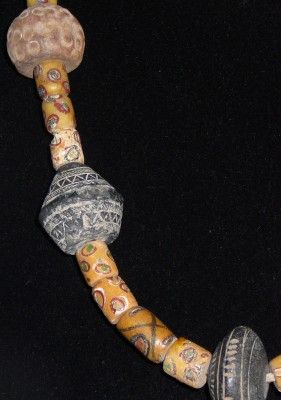 Vintage African Trade Bead Necklace, 7 spindles  