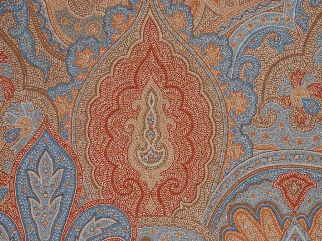 Orange Paisley Microfiber Suede Drape Upholstery Fabric  