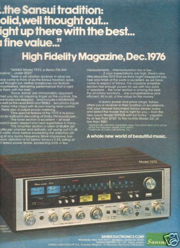 1976 SANSUI 7070 RECEIVER AD  