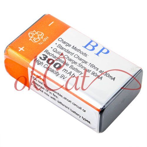 BP 9V 9 Volt Ni MH Rechargeable Battery 300mAh  