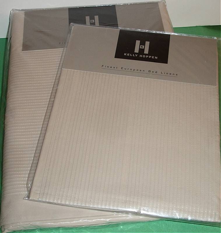 Kelly Hoppen Bespoke Pleats Queen Flat Sheet & Boudoir Taupe Egyptian 