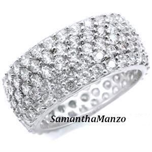 Row Micro PAVE Cz ETERNITY Wedding Band Ring Silver 7  