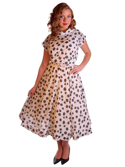   Nylon Day Dress Black Rose Print 1950S 38 28 Free Easy Care  