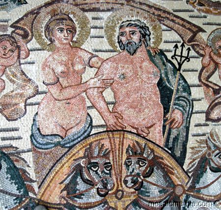 TRIUMPH OF NEPTUNE AND AMPHITRITE MOSAIC WALL HANGING  