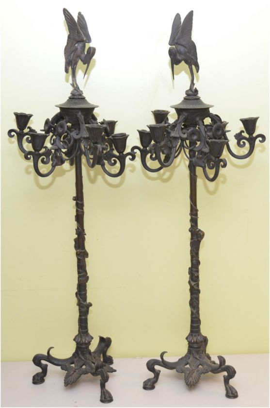 FABULOUS BRONZE FIGURAL CANDELABRAS by AUGUSTE NICOLAS CAIN *